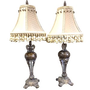 Table Lamp Hollywood Regency Style Victorian French Solid Metal Tall 34&quot; set of 2