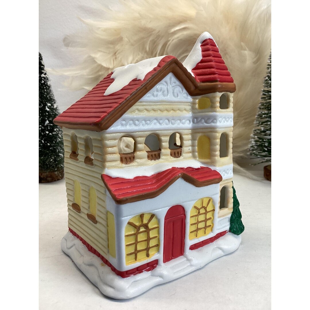 Vintage Christmas Village House Candle Holder by American Greetings 90