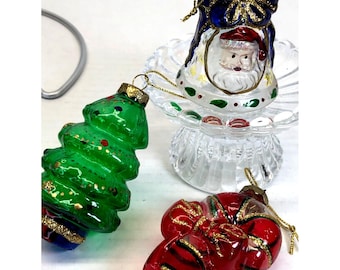 Vintage Thomas Pacconi Blown Glass Ornaments 3” Set Of 3 Clear See Throught Rare