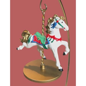 Hallmark 1989 Snow Carousel Horse Ornament Ornaments Replacements