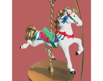 Hallmark 1989 Snow Carousel Horse Ornament Ornaments Replacements