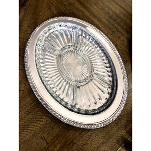 Silver & Glass Platter Tray 1960&#39;s
