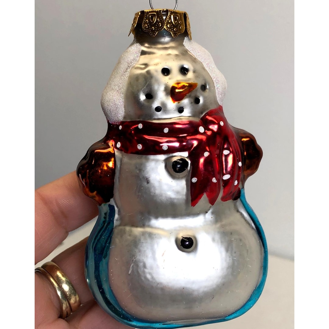 Vintage 4" Blown Glass Snowman Christmas Ornament Decor - Etsy