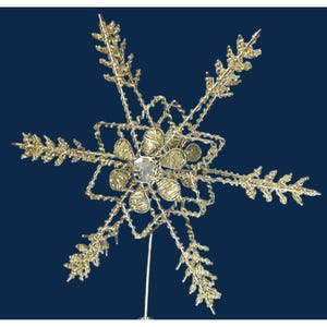 Beautiful Bidded Gold Silver Tone Metal Star Tree Topper Christmas Ornament