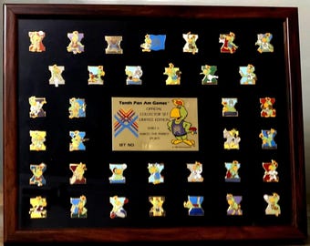 1987 Pan Am Games Pin Set: Amigo Parrot, Framed Limited Edition