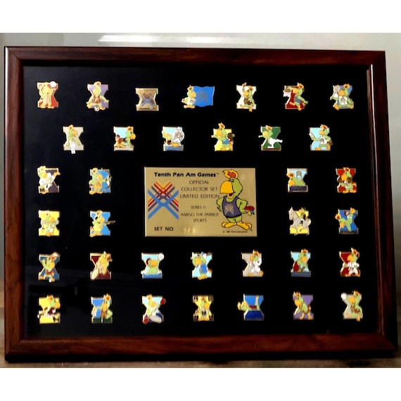 1987 Pan Am Games Pin Set: Amigo Parrot, Framed Limited Edition