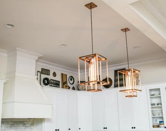Handmade 3 lights Chandelier with Drum Farmhouse Pendant for Kitchen Island Handmade 3 lights Chandelier with Drum Farmhouse Pendant for Kitchen Island