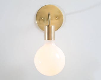 Wall Sconce Light - Brass Sconce Lamp - UL Listed Fixture - Raw Brass Minimalist Simple Sconce - Mid Century Modern - Industrial Lighting