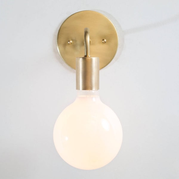 Wall Sconce Light - Messing Schans Lamp - UL Listed Fixture - Raw Brass Minimalist Simple Sconce - Mid Century Modern - Industriële verlichting