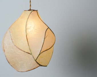 The Firefly - Copper and Paper Pendant Light in Cream and Pale Yellow Papers