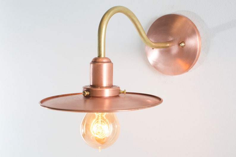 Wall Sconce Light Copper Barn Light Vintage Style Industrial Warehouse Shade Lamp Indoor Outdoor Use Gooseneck Wall Light image 1
