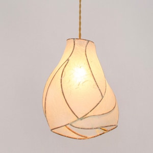 Pendant Light - Paper Lantern - Copper Handcrafted Lighting - Bohemian Asian Natural Organic - Unique Lighting - Art Light
