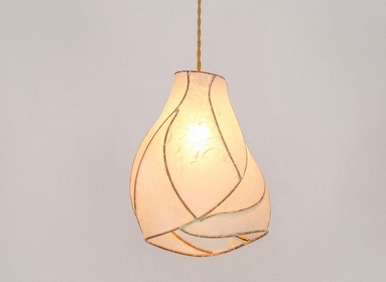 Pendant Light Paper Lantern Copper Handcrafted Lighting Bohemian Asian Natural Organic Unique Art