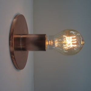 Plafonnier encastré ou applique murale Luminaire minimaliste en cuivre Éclairage industriel Ampoule Edison exposée Intérieur ou extérieur image 4