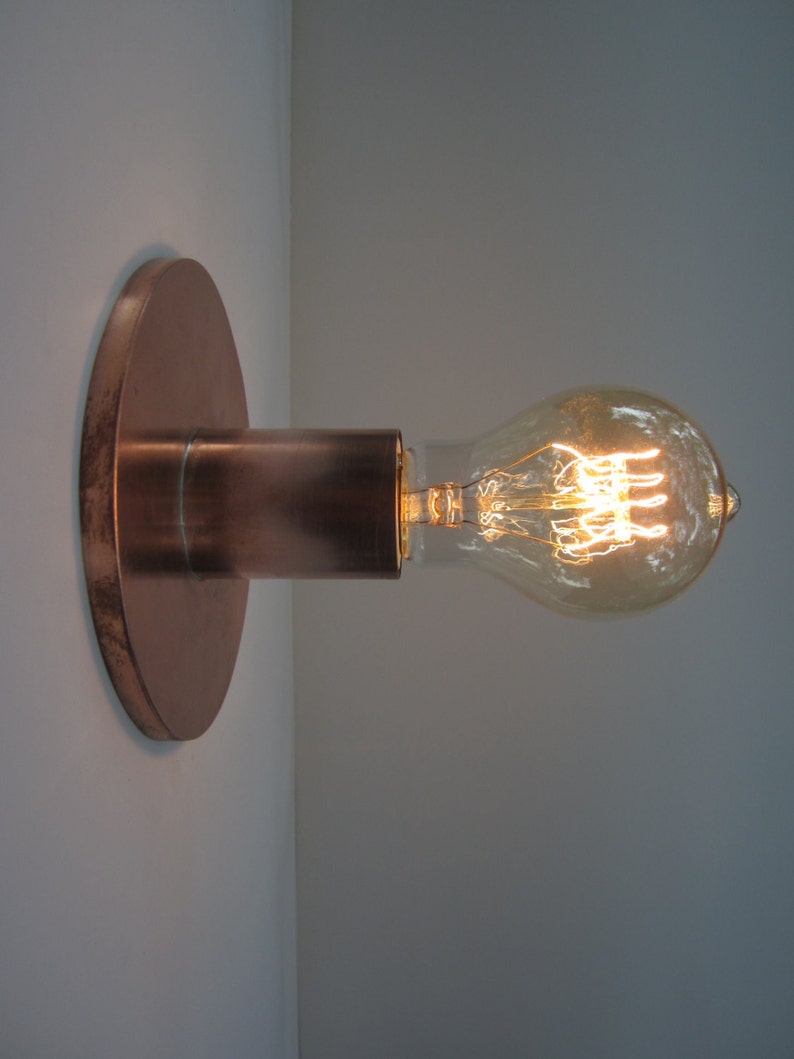 Flush Mount Ceiling Light or Wall Sconce Industrial Lighting Copper Edison Lamp Exposed Bare Bulb Indoor or Outdoor image 4