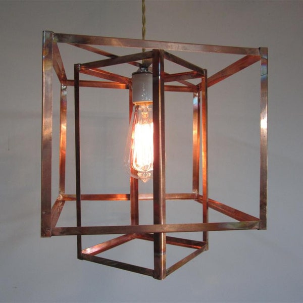 Industrial Geometric Copper Hanging Pendant Light Chandelier