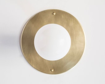 Brass Globe Flush Mount Light: Mid Century Modern Wall Sconce