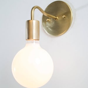Bathroom Wall Lights - Brass Mid Century Sconce - Brass Sconce Light - Gold Wall Light Fixture - Bare Bulb Sconce - Brass Fixture