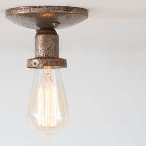 Ceiling Light or Wall Sconce - Industrial Rustic Farmhouse Fixture - Classic Industrial Period Lighting - Steel with Rusty Patina UL Listed