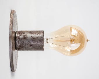 Wall Lamp - Industrial Wall Sconce Light or Flush Mount Ceiling Light - Minimalist Edison Lighting - Farmhouse Decor - Rustic Home Decor