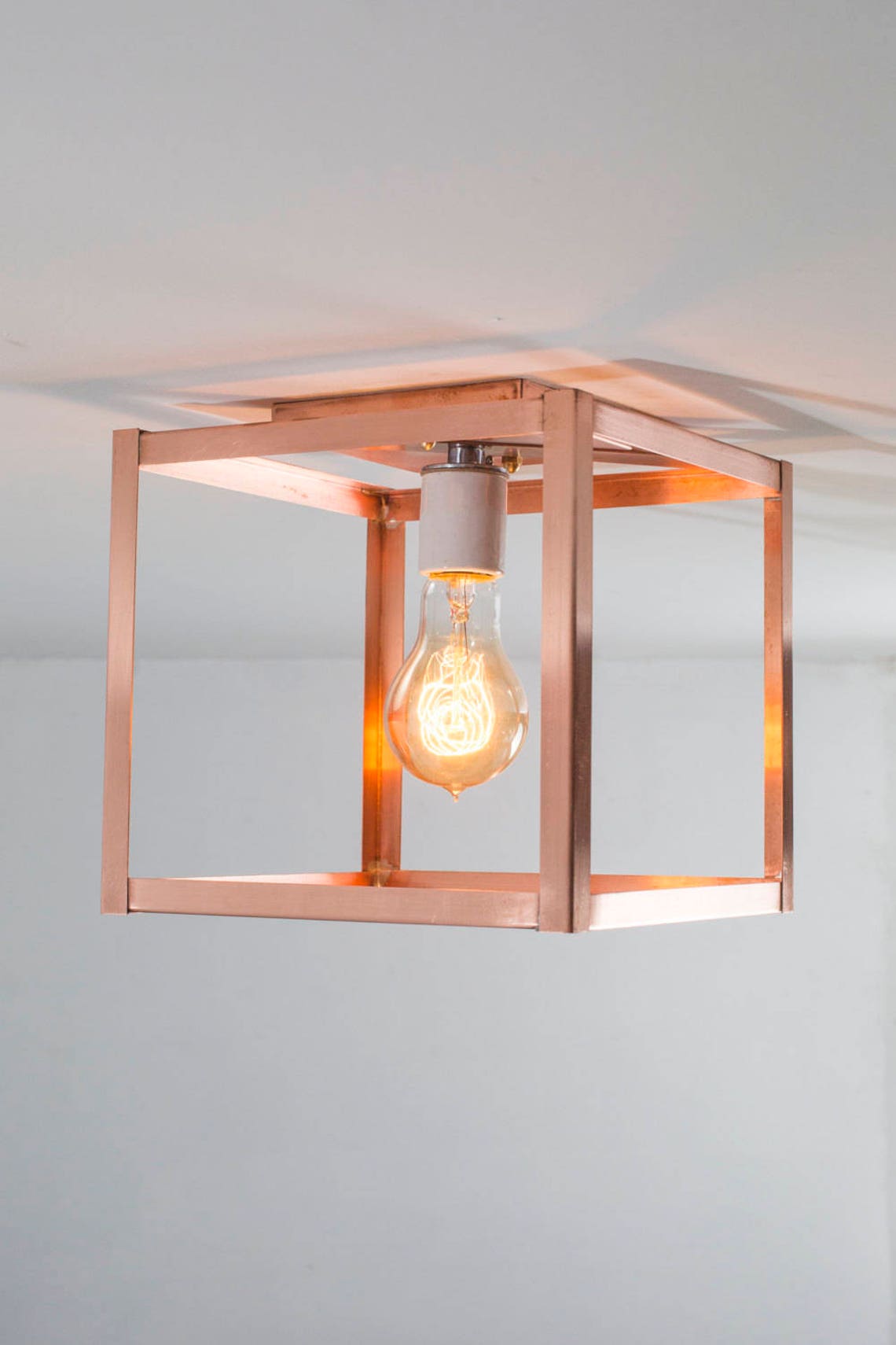 Copper Ceiling Light Flush Mount Light Industrial Modern Etsy