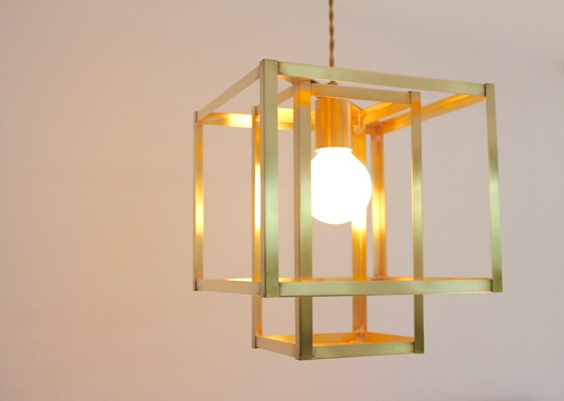Brass Pendant Light Mid Century Modern Lighting Gold Image 0
