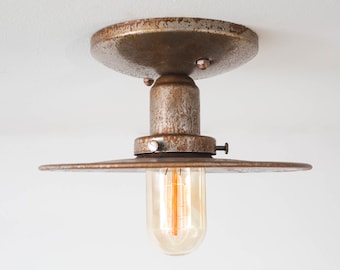 Rustic Flush Mount Ceiling Light: Industrial Farmhouse Barn Lighting