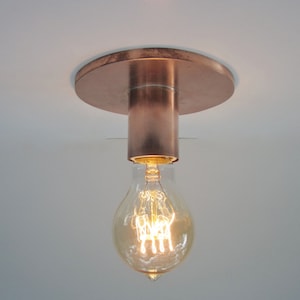 Flush Mount Ceiling Light or Wall Sconce Industrial Lighting Copper Edison Lamp Exposed Bare Bulb Indoor or Outdoor image 1