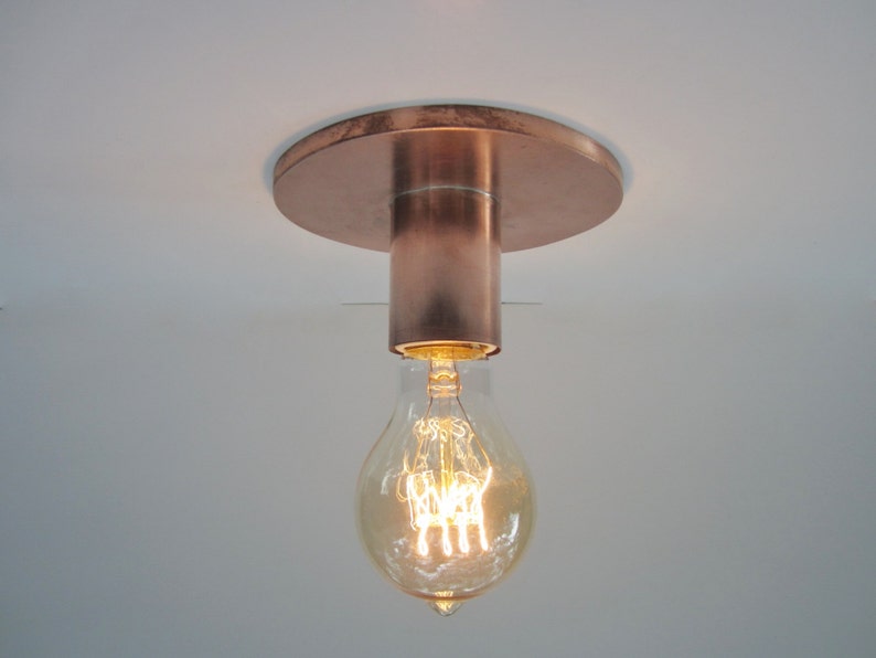 Flush Mount Ceiling Light or Wall Sconce Industrial Lighting Copper Edison Lamp Exposed Bare Bulb Indoor or Outdoor image 1