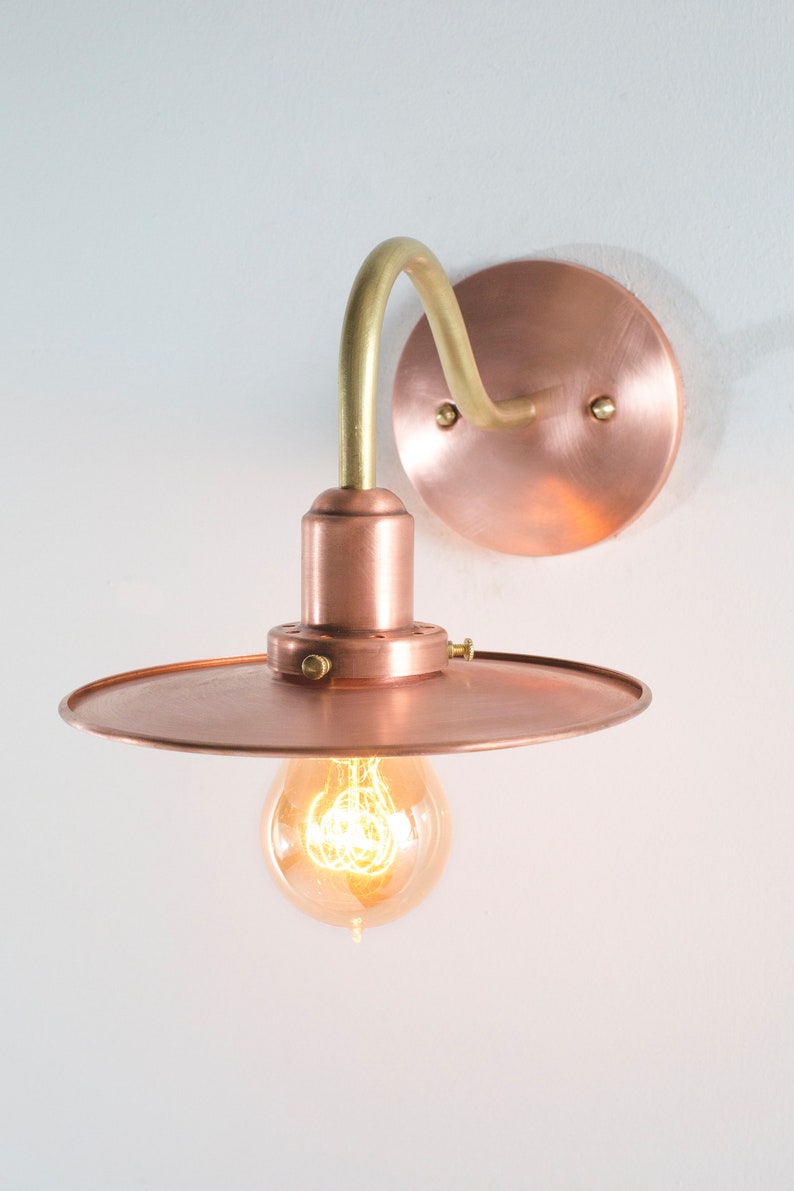 Wall Sconce Light Copper Barn Light Vintage Style Industrial Warehouse Shade Lamp Indoor Outdoor Use Gooseneck Wall Light image 4