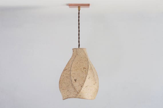Pendant Light Paper Lantern Copper Handcrafted Lighting Bohemian Asian Natural Organic Unique Lighting Art Light