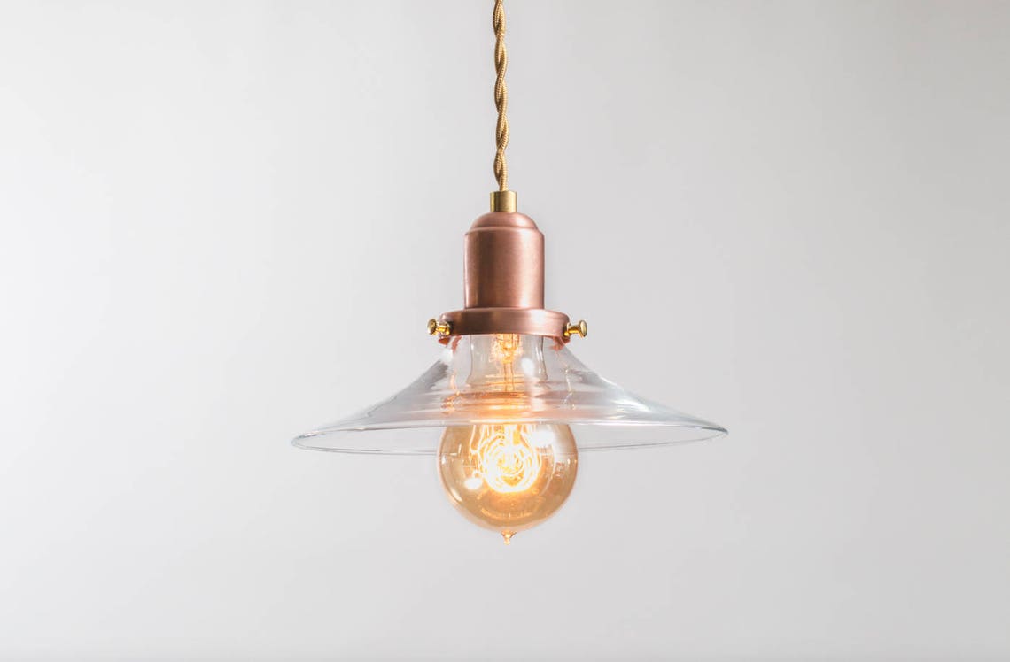 Image showcasing Copper Pendant Lighting Farmhouse Decor Glass Warehouse - Etsy