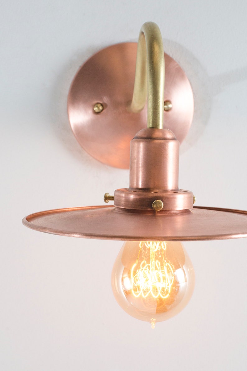 Wall Sconce Light Copper Barn Light Vintage Style Industrial Warehouse Shade Lamp Indoor Outdoor Use Gooseneck Wall Light image 3