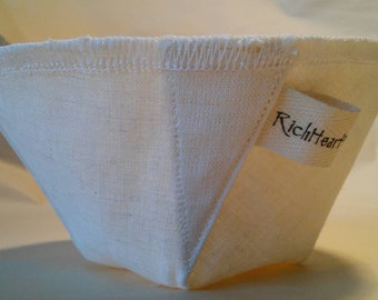 6-12 cup Reusable Hemp&Organic Cotton Coffee Filter, Basket Style
