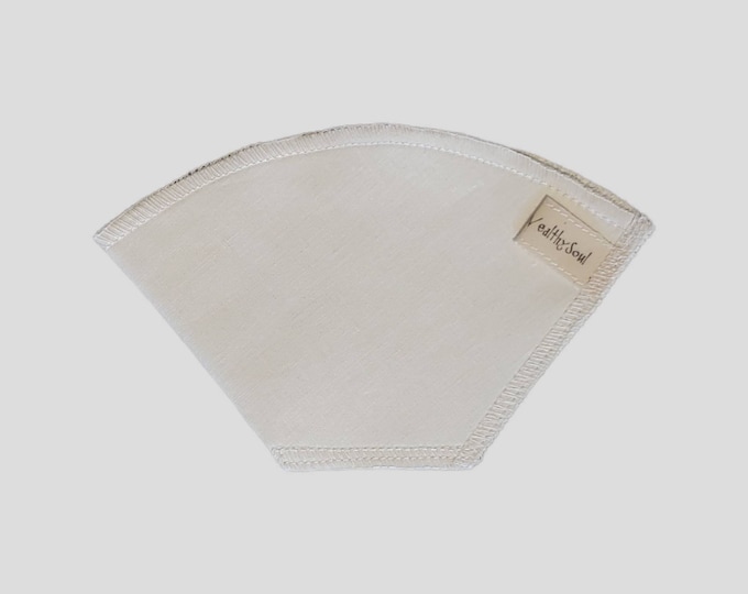 Size #4 Cone Reusable Hemp&Organic Cotton Coffee or Pour-Over Tea Filter