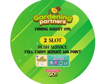 2 autocollants Monopoly_Go pour l'événement Slot GARDENING Partners, événement Escapade estivale le 12 août - mode Rush (lire la description)