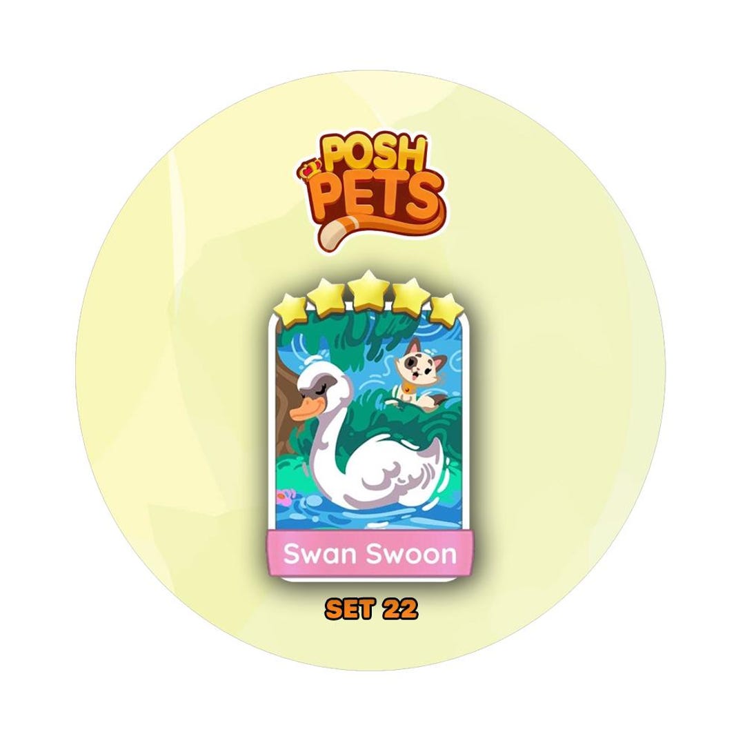 Swoon Sticker Swan Swoon (SET 22) - Monopoly_go Stickers 5 Star Stickers Posh Pets ...