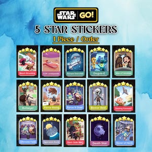 5 STERN-AUFKLEBER Monopoly_Go Star_Wars Go Album Alle Aufkleber verfügbar - Set 15 bis Set 21 - 1 Stück / Bestellung