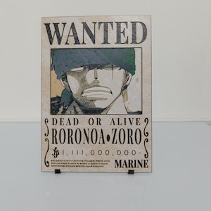 One Piece Wanted Poster 3D | Roronoa Zoro - Etsy