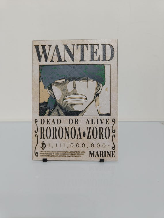 One Piece Wanted Poster 3D | Roronoa Zoro - Etsy