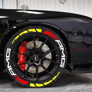AMG Permanent Tire Lettering Stickers 1.25&quot; Letter for 14&quot; to 22&quot; 16 pcs Kit