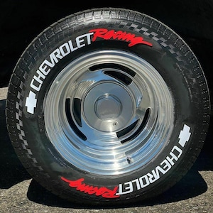 Chevrolet Racing Permanent Tire Lettering Stickers 1.25&quot; Letter for 14&quot; to 22&quot; 8 pcs Kit