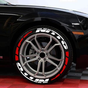 Adesivos de letras permanentes para pneus Nitto 1,25" Letra para 14" a 22" Kit de 16 peças