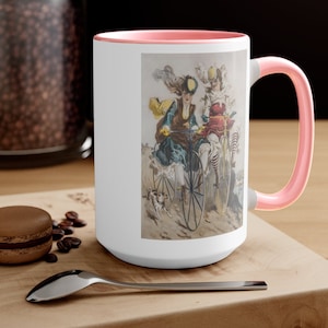 Women Riding Velocipedes Bike Two-Tone Coffee Mugs, 15oz