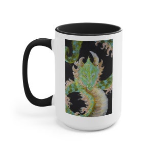 Emerald Dragon Two-Tone Coffee Mugs, 15oz