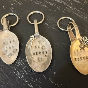 Vintage Silver Spoon Keychain / Keyring with Charm