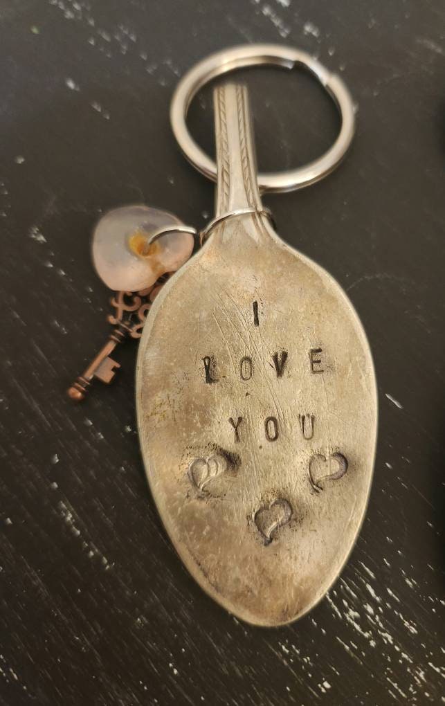Vintage Silver Spoon Keychain / Keyring With Charm - Etsy