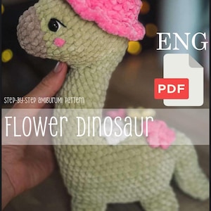 Flower Dinosaur Crochet Pattern | No Sew Amigurumi Plushie Tutorial
