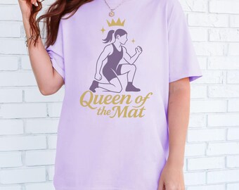 Comfort Colors® "Queen of the Mat" T-Shirt for Girl Wrestlers, Women's Wrestling Crewneck Sweatshirt or Tank Top