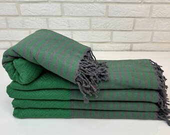 Luxury Turkish Beach Towel 40x70&quot;,Green Diamond Towel, Luxury Bathroom Towel,Thick Sand Free Towel, Organic Cotton Towel, Boho Throw Blanket